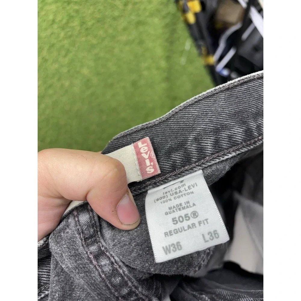 Vintage Levis 505 Jeans Mens 36x36 Black Denim Regular Fit Straight Leg Workwear